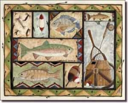 Jensen Fishing Lodge Art Ceramic Accent Tile 10" x 8" - DJ017