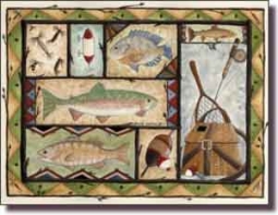 Jensen Fishing Lodge Art Ceramic Accent Tile 8" x 6" - DJ017
