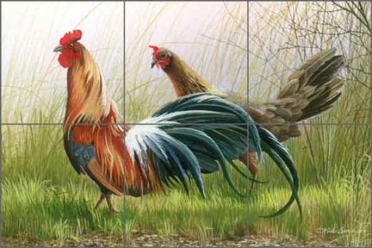 brown rooster art ceramic tile mural mba020 artwork on tile