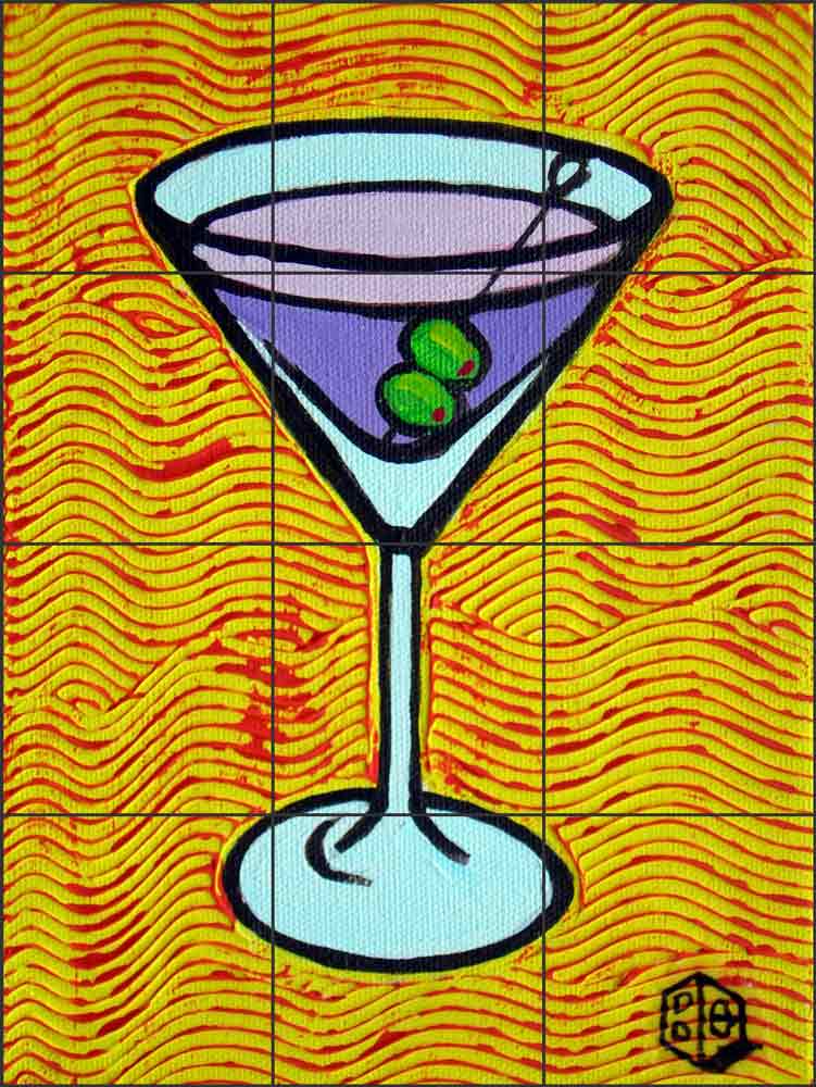 Yellow Martini by Beaman Cole Ceramic Tile Mural BCA035