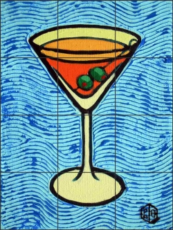 Blue Martini by Beaman Cole Ceramic Tile Mural BCA036