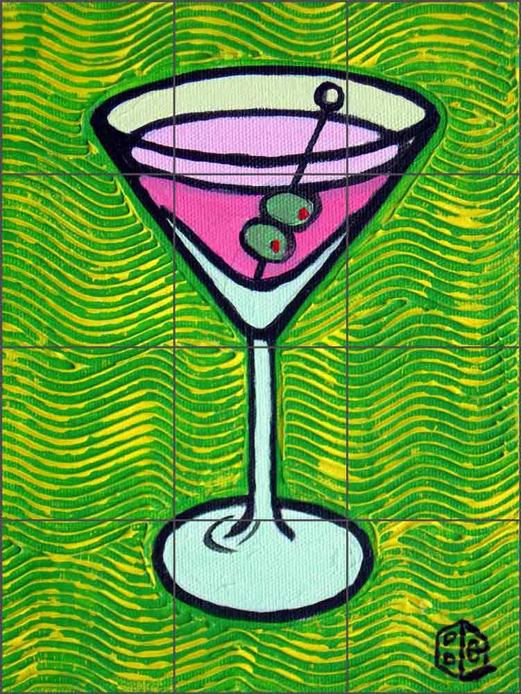 Green Martini by Beaman Cole Ceramic Tile Mural BCA037