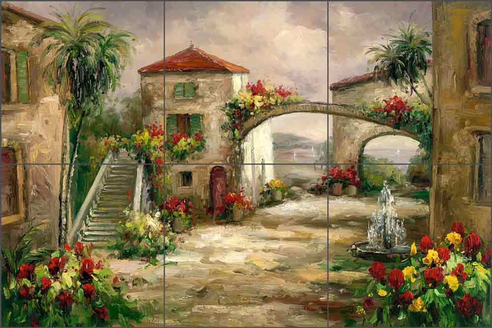 Courtyard View by C H Ching Ceramic Tile Mural CHC073