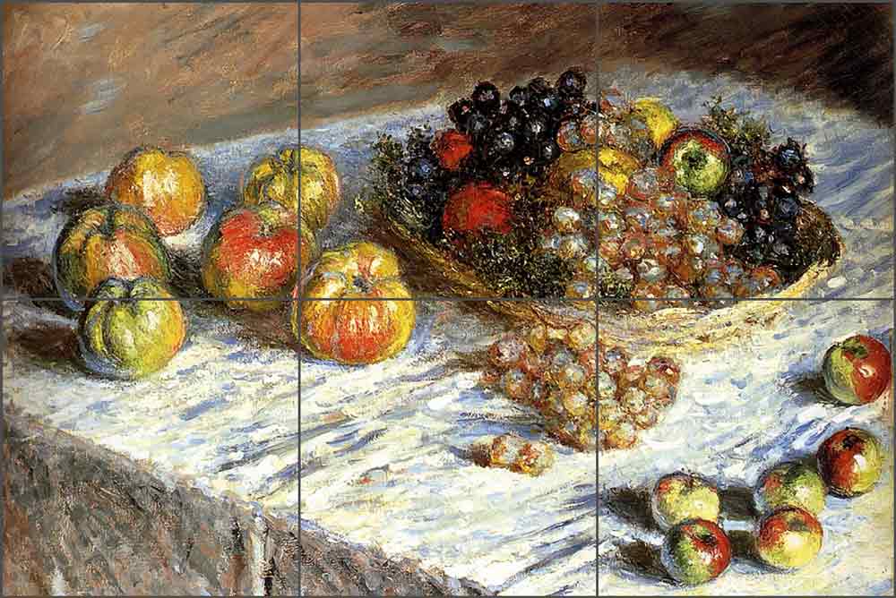 Still Life of Apples and Grapes by Claude Oscar Monet Ceramic Tile Mural COM002