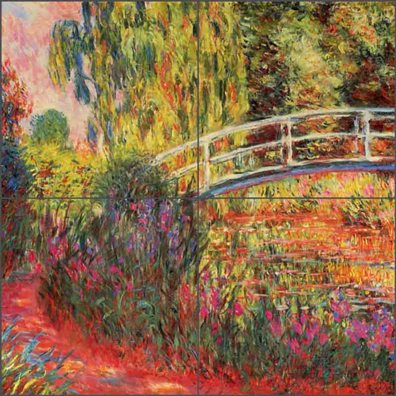 Water Lily Pond - Irises by Claude Oscar Monet Ceramic Tile Mural COM015