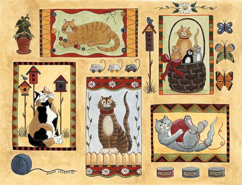 Cat Sampler by Donna Jensen Ceramic Accent & Decor Tile - DJ014AT