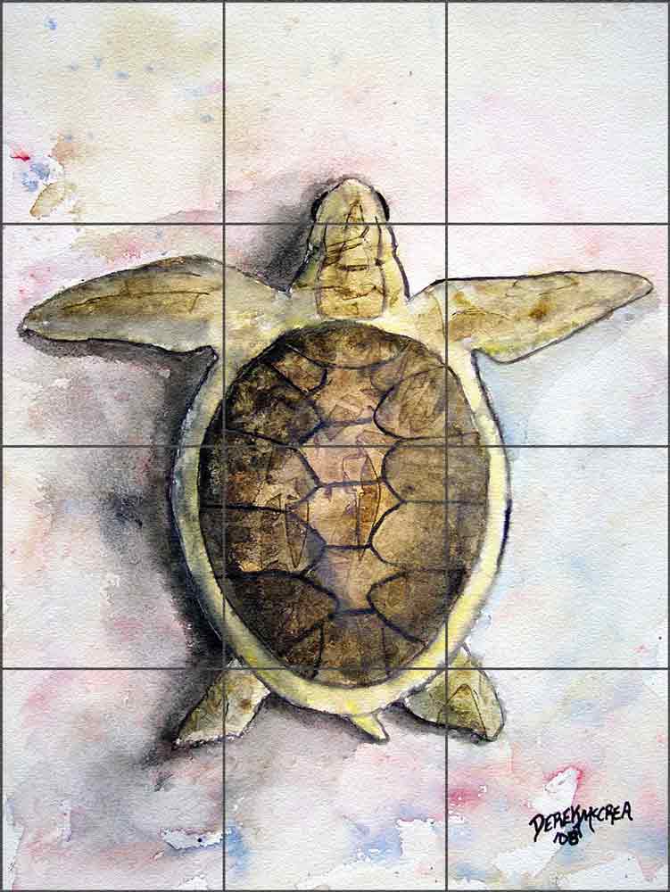 Sea Turtle by Derek McCrea Stone Finish Tile Mural DMA018