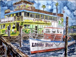 Clearwater Boat by Derek McCrea Ceramic Tile Mural DMA038