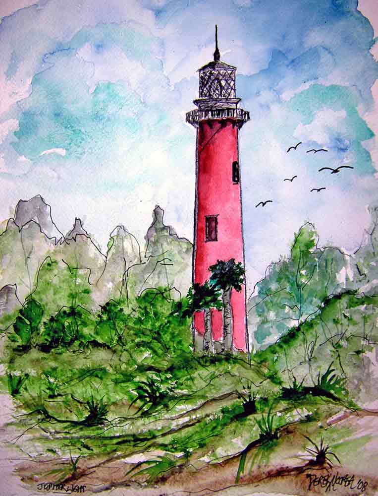 Jupiter Lighthouse by Derek McCrea Accent & Decor Tile DMA054AT