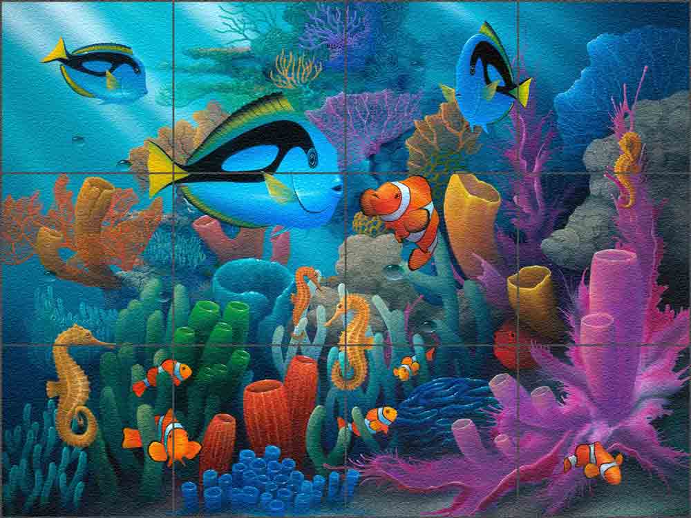 Miller Undersea Fish Glass Tile Mural 24" x 18" - DMA2011