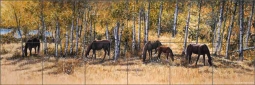 Secret Garden by Liz Mitten Ryan Travertine Tile Mural EWH-LMR004