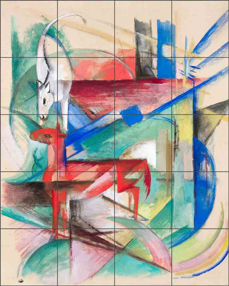 Landscape with Animals by Franz Marc Ceramic Tile Mural FMA2001