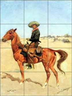 The Puncher by Frederic Remington Ceramic Tile Mural FR2002