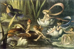 Fairies and Water Lilies by Richard Doyle Ceramic Tile Mural GFP026
