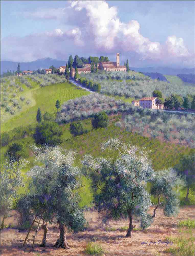 Oil Trees of Chianti by June Carey Accent & Decor Tile GW-JC010AT