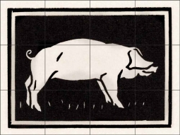 Pig by Julie de Graag Ceramic Tile Mural JDG001
