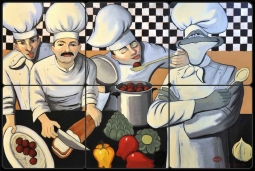 Mama Mia by Jann Harrison Tumbled Marble Tile Mural JHA004