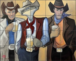 Bad Boys and Brew by Jann Harrison Ceramic Tile Mural JHA011
