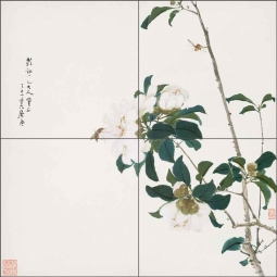 Insects and Flowers 1 by Ju Lian Ceramic Tile Mural JL2001