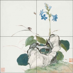 Insects and Flowers 3 by Ju Lian Ceramic Tile Mural JL2003