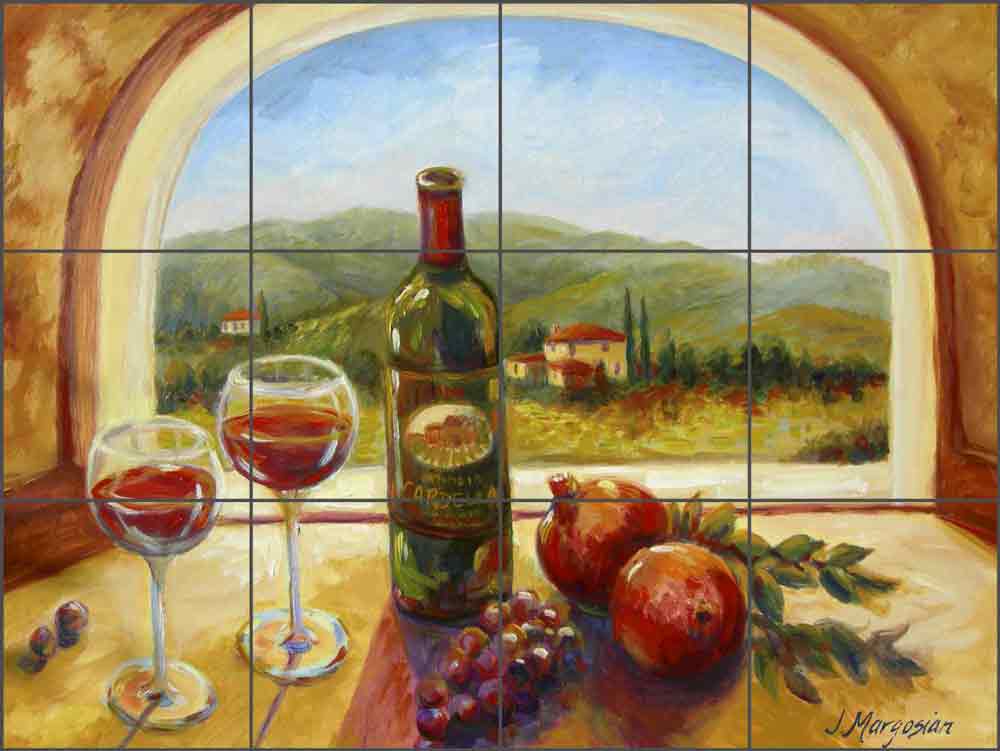 Wine Table View by Joanne Morris Margosian Glass Tile Mural JM107