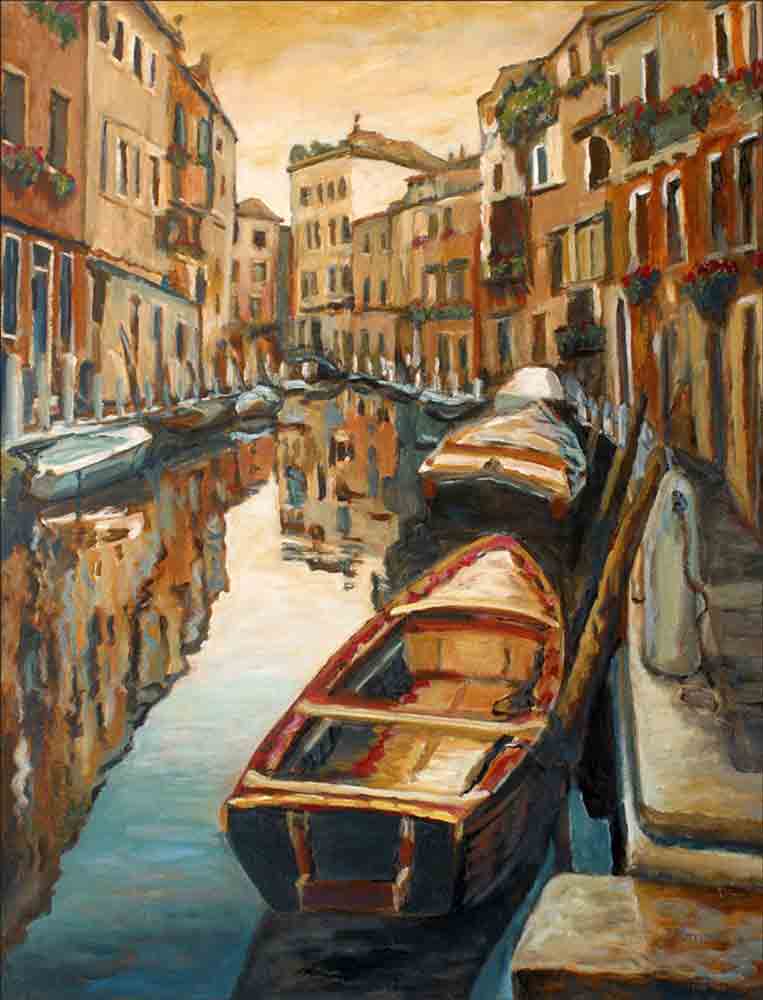 Venice Evening Reflections by Joanne Morris Margosian Accent & Decor Tile JM123AT