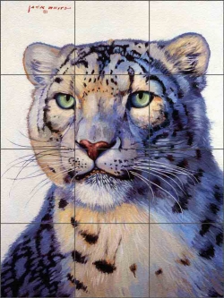 Snow Leopard by Jack White Glass Wall & Floor Tile Mural JWA022