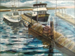 Dana Point Fishermen by Karen J Lee Ceramic Tile Mural KLA029