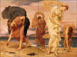Greek Girls Picking Up Pebbles by the Sea by Lord Leighton Frederick LFL022