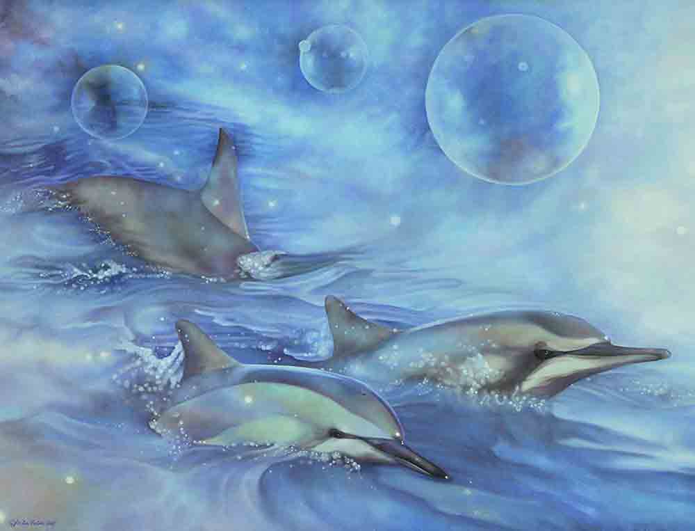 Dolphins of the Dreamtime by Leslie Macon Ceramic Accent & Decor Tile LMA013AT