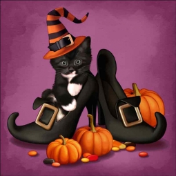 Halloween Kitties 4 by Maryline Cazenave Accent & Decor Tile MC2-004dAT