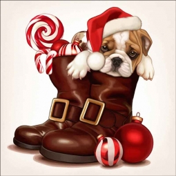 Christmas Puppy 7 by Maryline Cazenave Accent & Decor Tile MC2-008gAT