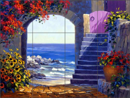 Eleven Steps to the Beach by Mikki Senkarik Ceramic Tile Mural - MSA009