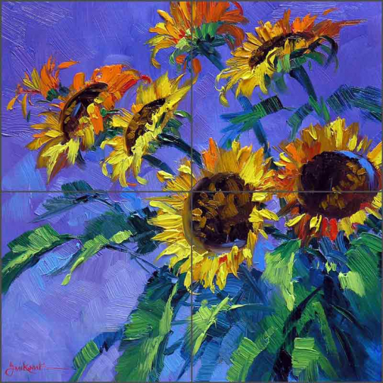 Sunflowers by Mikki Senkarik Ceramic Tile Mural MSA060: Artwork On