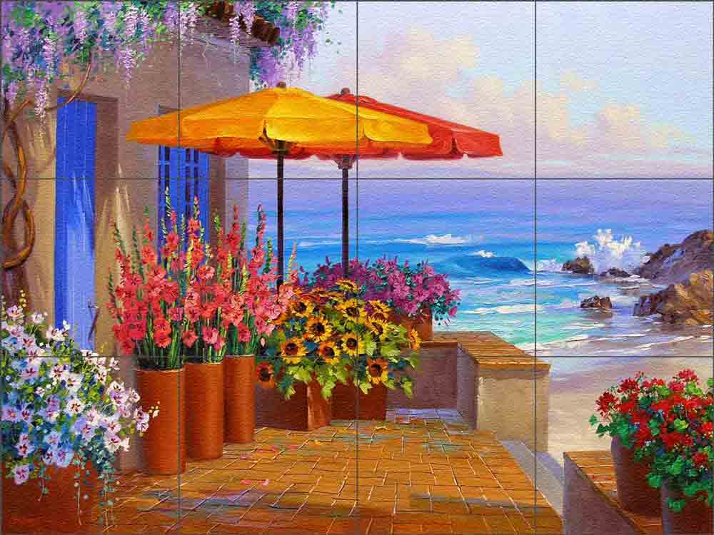 My Villa by the Sea by Mikki Senkarik Glass Tile Mural MSA108