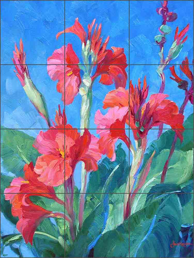 Captivating Canna Lilies by Mikki Senkarik Glass Tile Mural MSA109