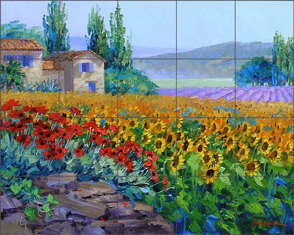 Dreams of Sunflowers by Mikki Senkarik Ceramic Tile Mural MSA134