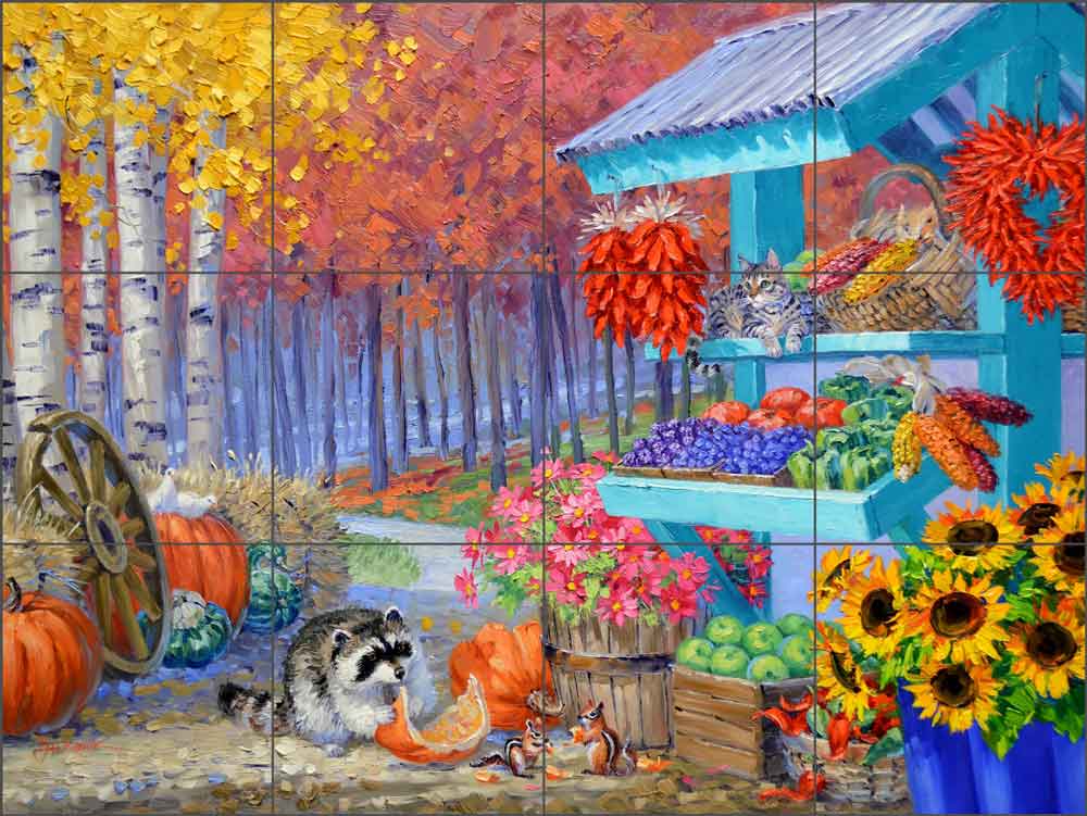Autumn Market by Mikki Senkarik Ceramic Tile Mural MSA259