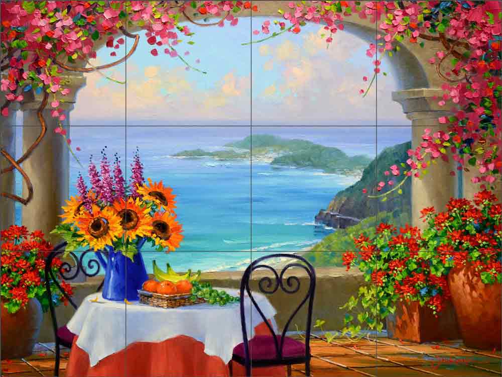 Wake Up to the Cote d'Azur by Mikki Senkarik Ceramic Tile Mural MSA268