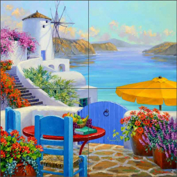 Call of Santorini by Mikki Senkarik Ceramic Tile Mural MSA273