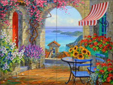 Warmth of the Mediterranean Sun by Mikki Senkarik Ceramic Tile Mural MSA275