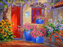 Welcome Visitor by Mikki Senkarik Ceramic Tile Mural MSA277