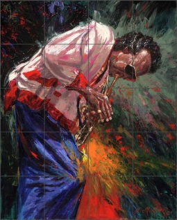 Jazz on Fire by Nenad Mirkovich Ceramic Tile Mural NMA038