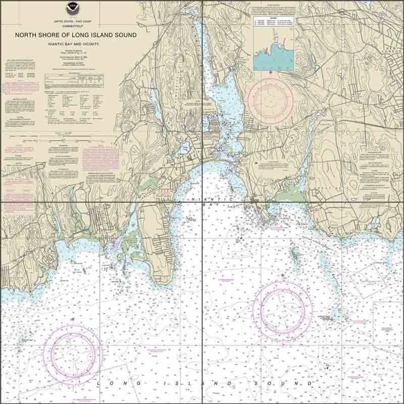 North Shore of Long Island Sound - Niantic Bay & Vicinity Ceramic Tile Mural - 13211