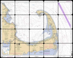 Cape Cod Bay Nautical Chart Tumbled Marble Tile Mural NautChrt-13246