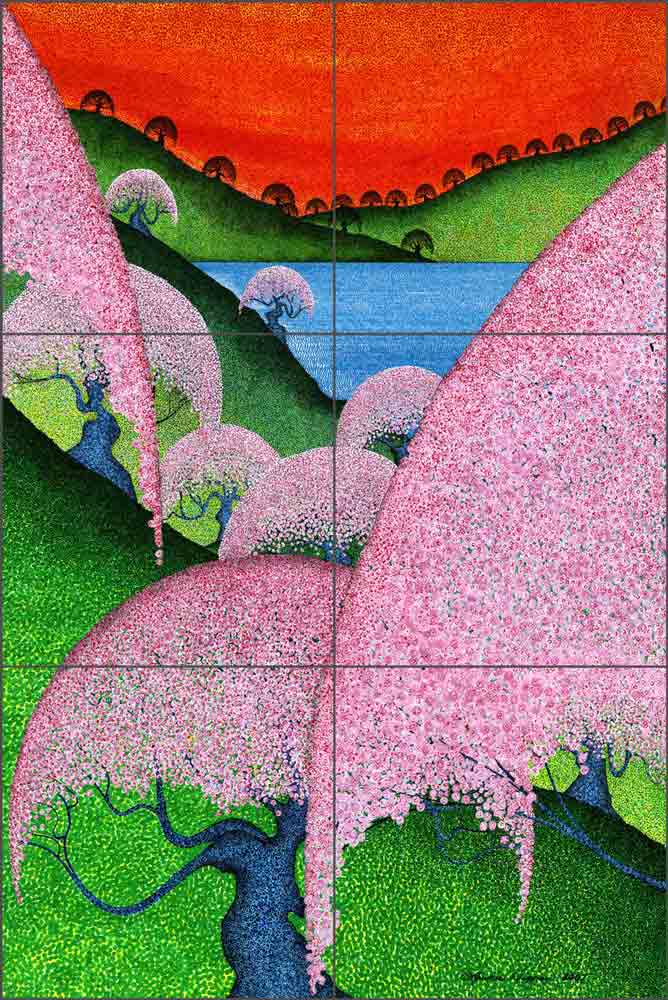 Cherry Blossoms by Lawrie Dignan Ceramic Tile Mural OB-DIG26