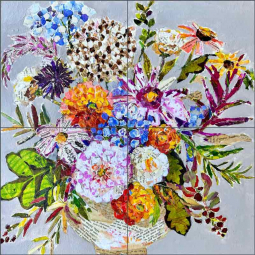 Mixed Floral by Elizabeth St Hilaire Ceramic Tile Mural OB-EN1726