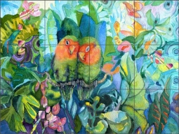 Love Birds by Evelia Ceramic Tile Mural OB-ES763
