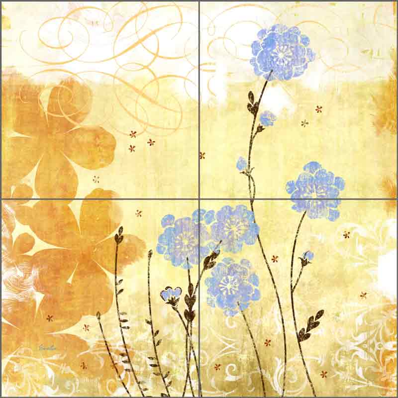 Wild Pincushions by Evelia Ceramic Tile Mural - OB-ES80a