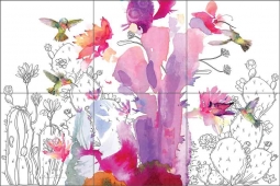 Desert Hummingbirds by Evelia Ceramic Tile Mural OB-ES902